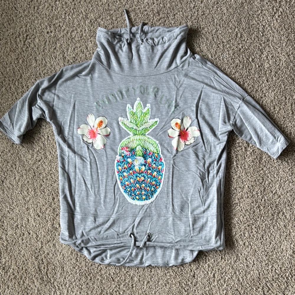 Desigual Gray Hoodie with Floral Accents